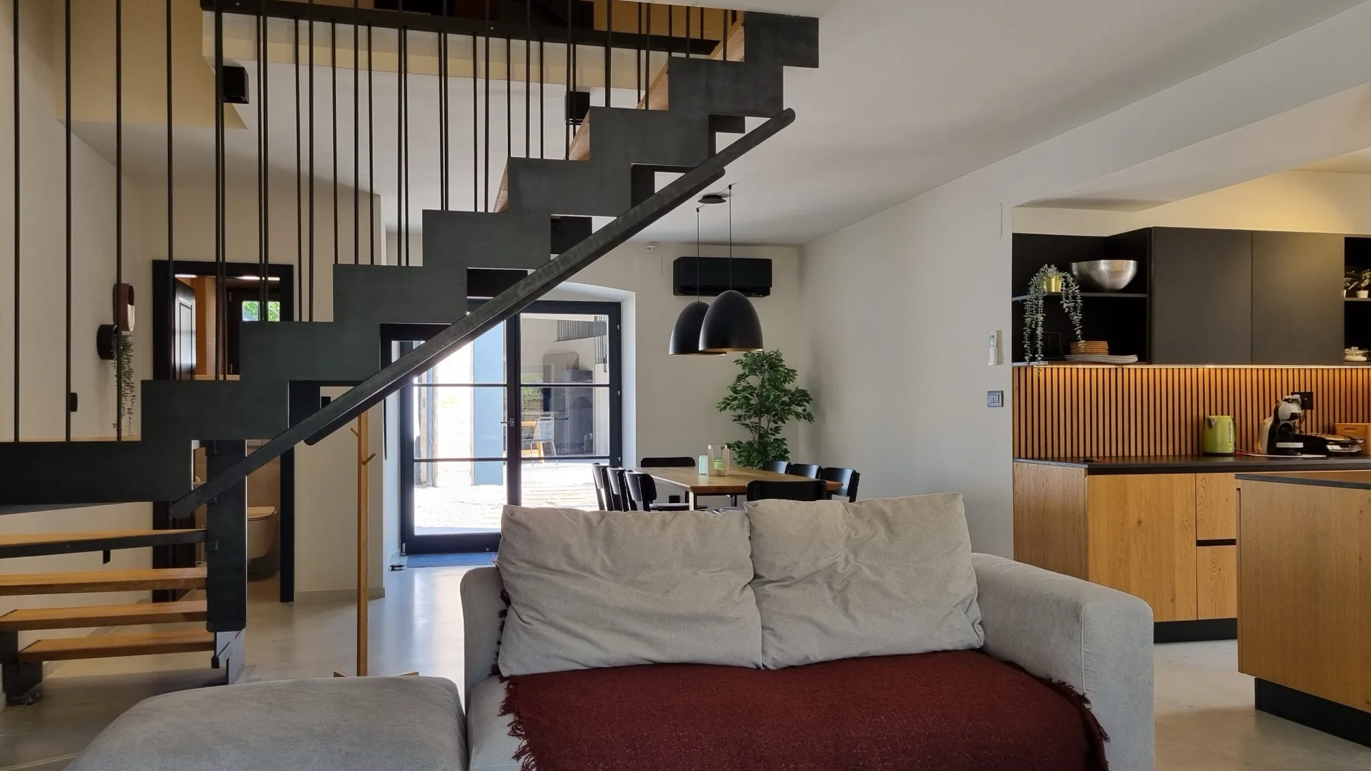 Living room — sofa and fireplace