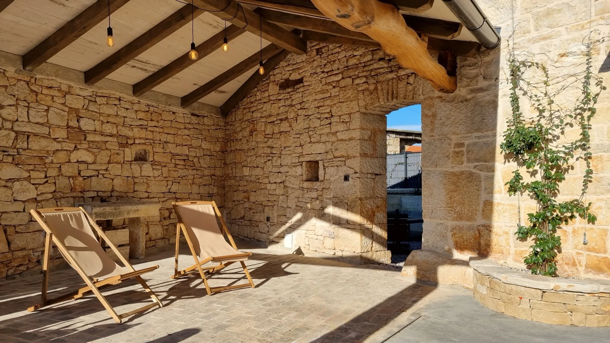 Outdoor pergola and dining area